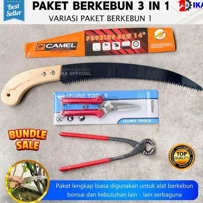 Paket Berkebun Murah Komplit Gergaji Lipat + Gunting Serbaguna + Tang Kakak Tua 9" inch / Paket Alat