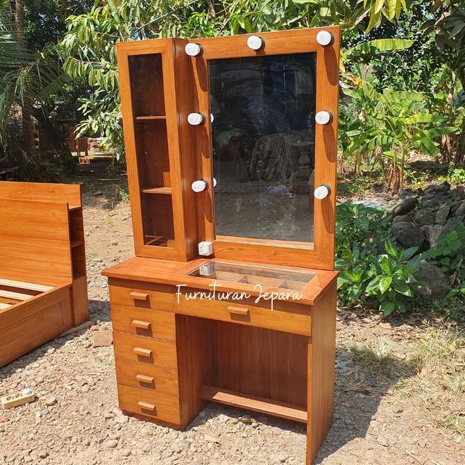 Meja Rias Lampu Minimalis Modern Kayu Jati Jepara