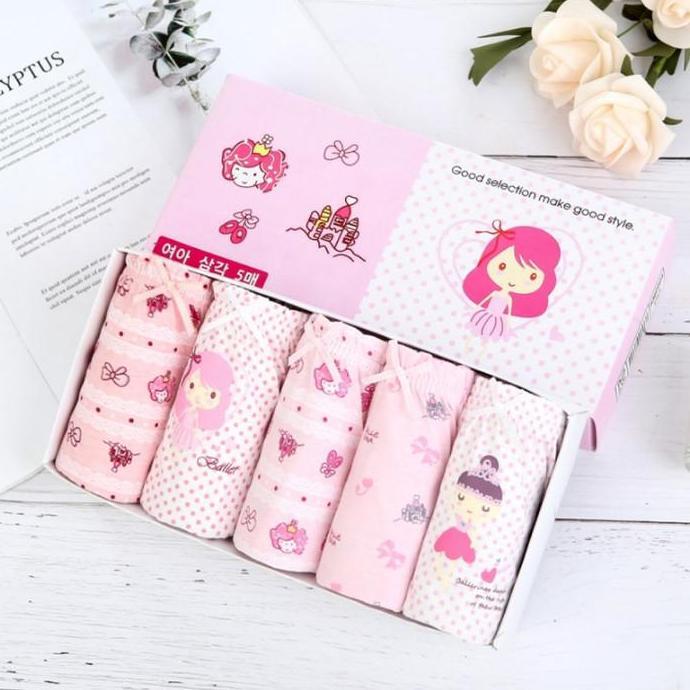 SET Celana Dalam Anak Perempuan Celana Dalam Anak Perempuan Katun dengan Box Kolor Anak Perempuan