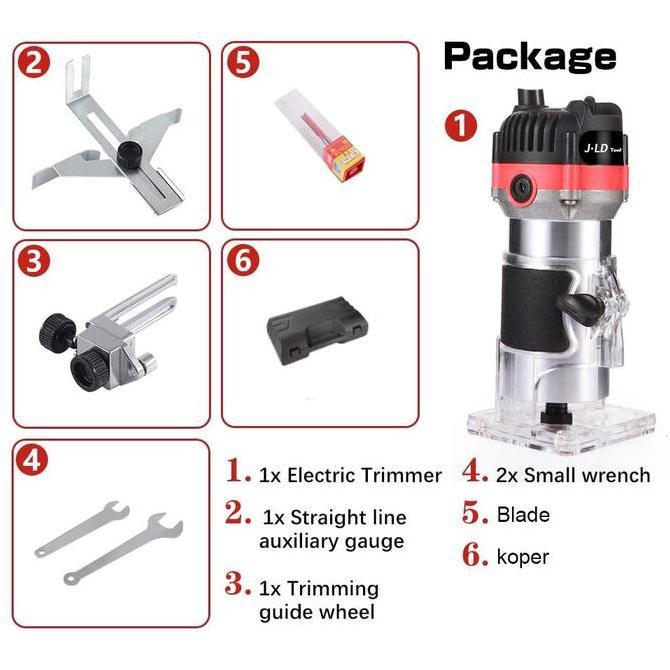 JLD Mesin Trimmer MT370 Mesin Profil Kayu Router 6mm  Mesin Profil Kayu Trimmer Router Mesin 350W Ro
