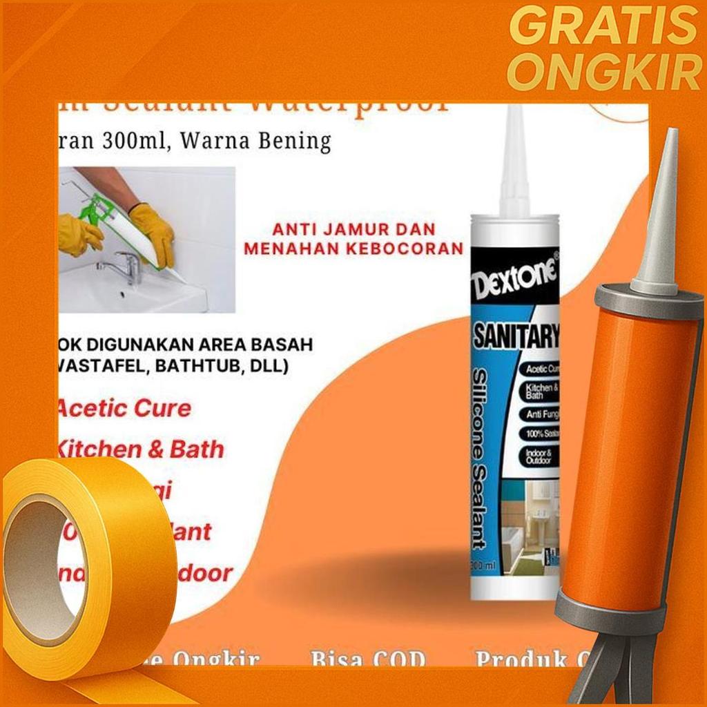 Dextone Silicone Sealant Sanitary Lem Silent Kitchen & Bath Anti Jamur 100Ml