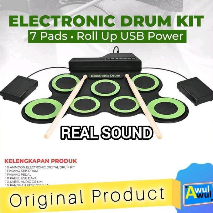 NORTON Roll Up Drum Elektrik Gulung Portable (Suara Drum Asli) Electronic Drum Kit 7 Pads dilengkapi