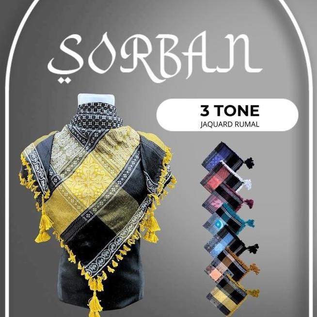 Alshafeda Sorban Alshafeda Jaquard 3 Tone Rumalsorban Jaquardsorban Pria Dewasa Dan Anak Anak