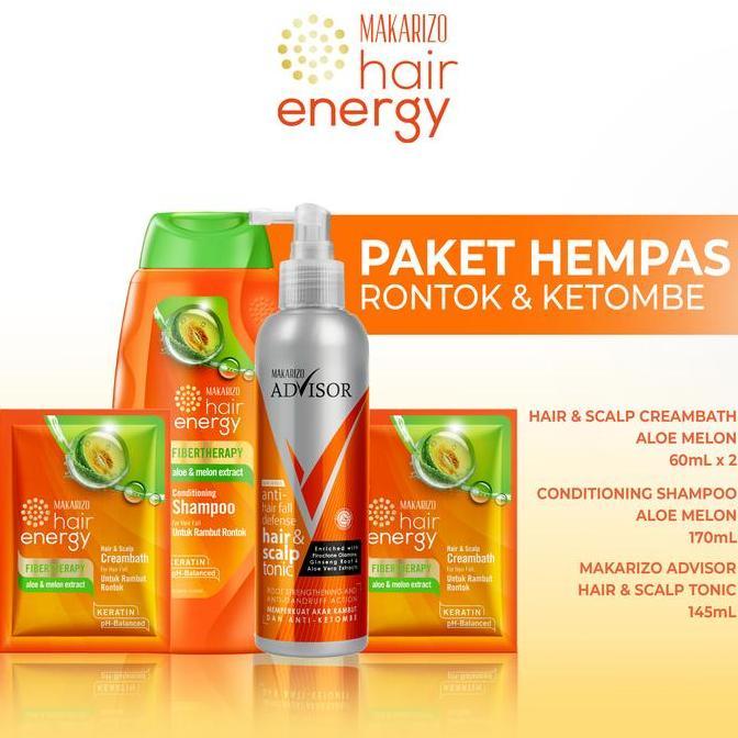 Makarizo Paket Hempas Rontok DanKetombe / Haircare / Perawatan Rambut / Shampoo Conditioner / Vitami