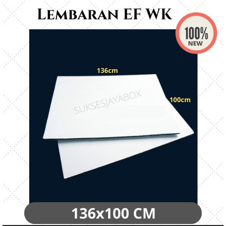 (ISI 50)Dus/Kardus/Box Lembaran Corrugated Putih WK E Flute 2mm uk.136x100cm