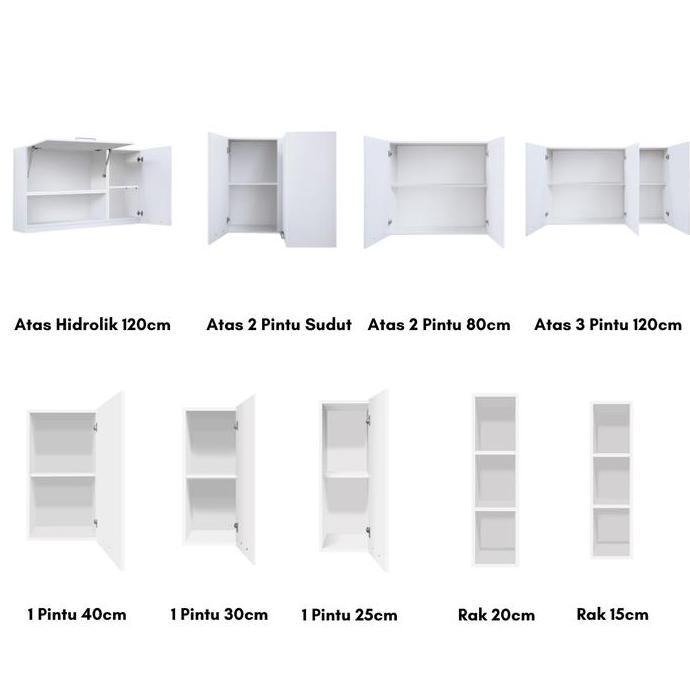 IDEA INDIANA Kitchen Set Lemari Kabinet Dapur Kayu Putih Atas Bawah