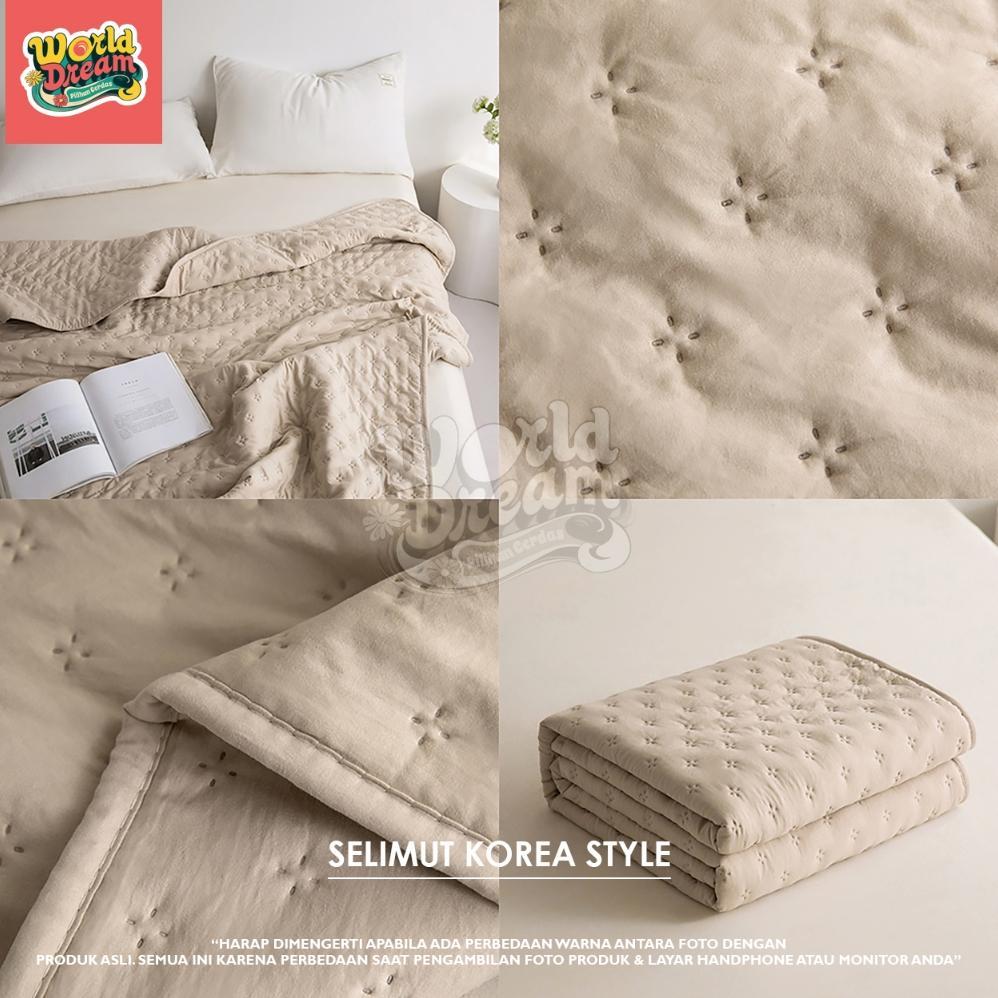 Worlddream Bed Cover Selimut Lembut Motif Polos Selimut Polos Korea Lembut 180X200 160X200 120X200Cm