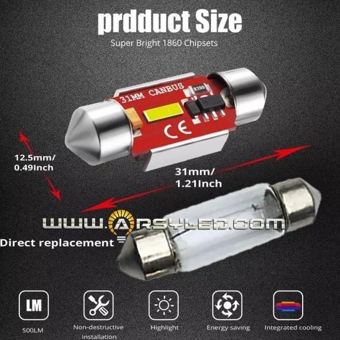 LED Lampu Kabin Plafon 28 31 36 39 41 mm CHIPSET X-trim Terang Mobil