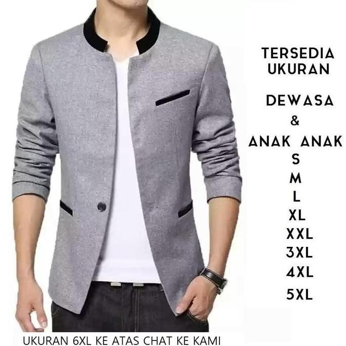 Jas Blazer abu pria korea elegan casual formal kerja travel jumbo plus ukuran lengkap dewasa anak JS