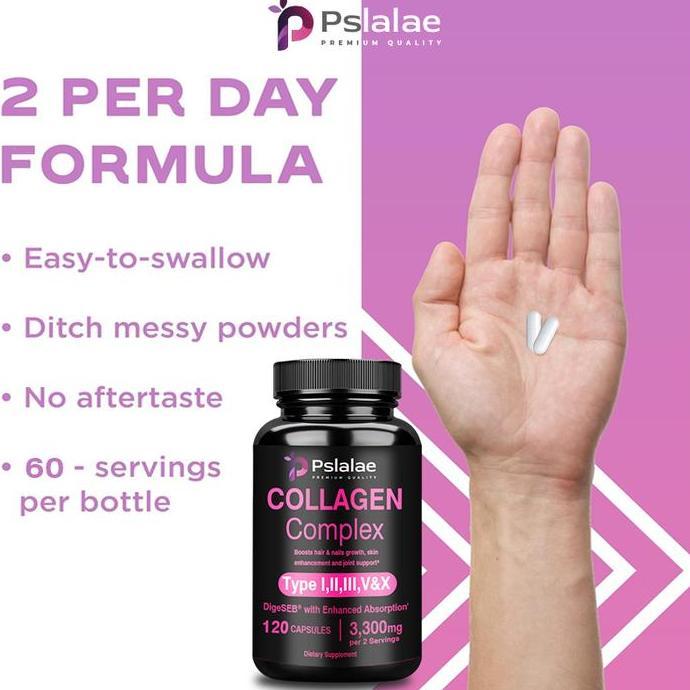 Pslalae - Multi-Collagen Complex - Suplemen Quintuple Collagen Complex - I, Ii, Iii, V, X, Grass-Fed