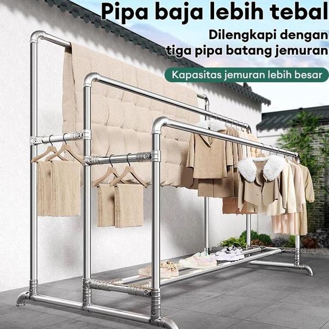 Jemuran Baju Stainless Jumbo Gantungan Baju Stainless Tebal Jemuran Besar Jemuran Baju Aluminium