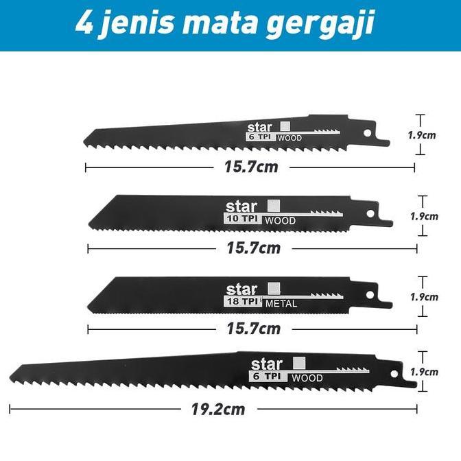 DNY Reciprocating Saw Cordless Gergaji Kayu Recipro Gergaji Potong Alat Pemotong Baterai Gergaji Ger
