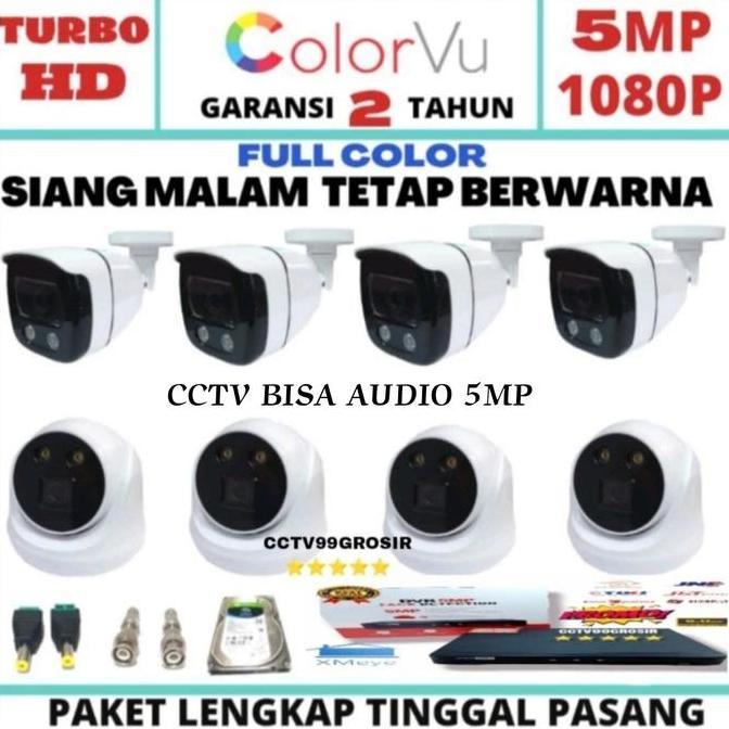PAKET CCTV COLORVU 8 CHANNEL 8 CAMERA TURBO HD 5MP 1080P IC SONY AUDIO
