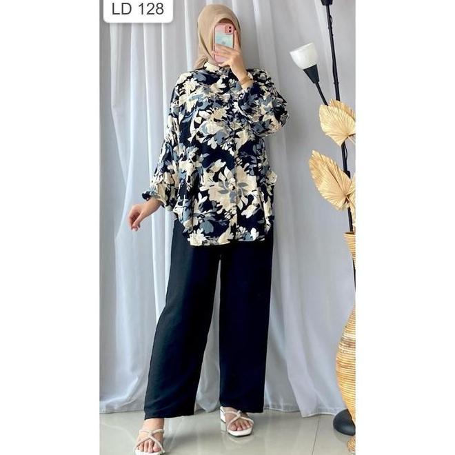 One Set Jumbo Raysha Set Ld128 Setelan Kekinian Rayon Mix Crinkle