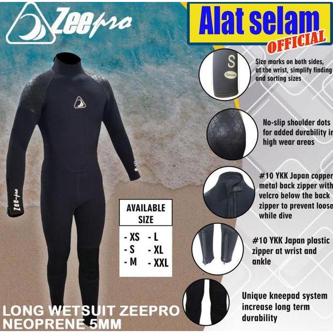 TERMURAH - Long Wetsuit Scuba Diving Zeepro Stretch 5mm Baju Selam Panjang Pria