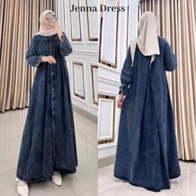 Jubah Muslimah Jenna Midi Dress Jumbo Wanita Cantik