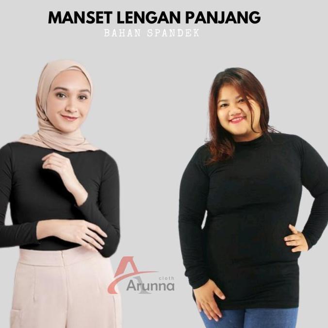 Manset Baju Wanita Hijab Daleman Gamis Inner Bahan Outfit Spandek Ootd Muslim Panjang Hitam Basic Ny