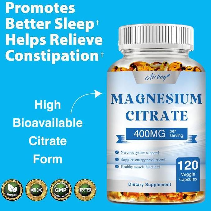 Airboy-Magnesium Sitrat-Bahan Alami-Suplemen-Kaya Magnesium, Natrium Kroskarmelosa, Asam Stearat, Ma