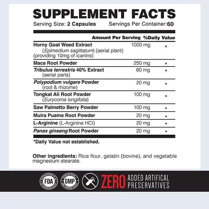 Xemenry - 120 Kapsul Red Bear - Ekstrak Horny Goat Weed, Bubuk Akar Maca, Bubuk Polypodium Vulgare, 