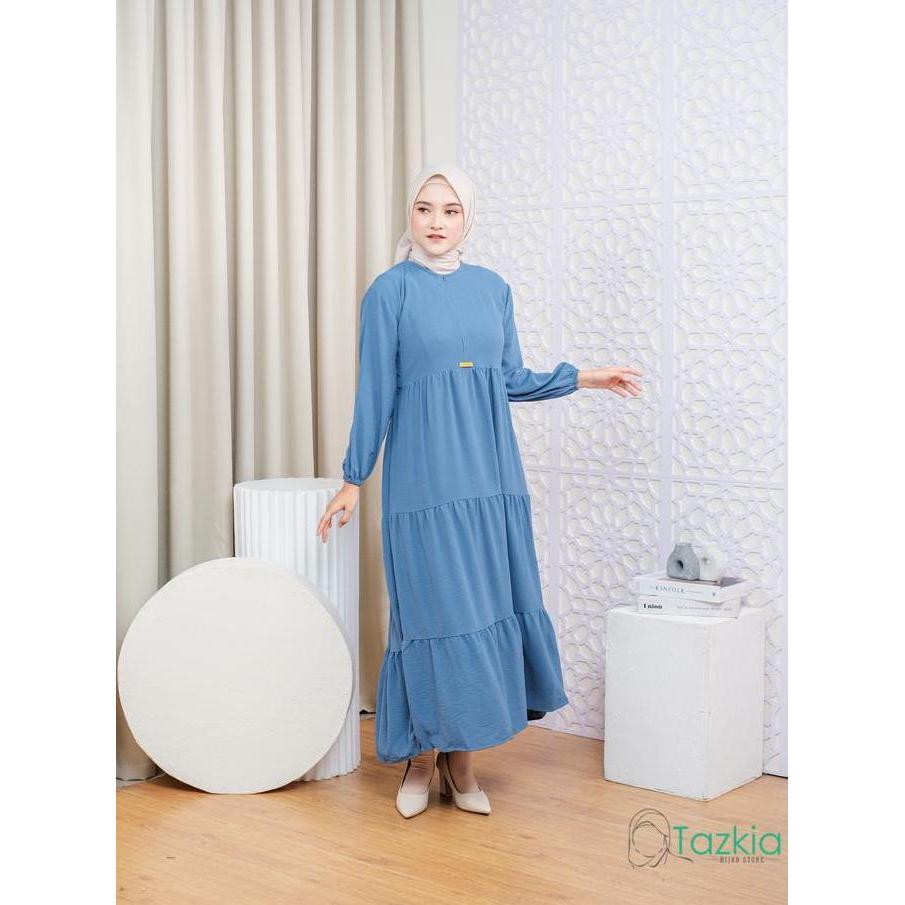 Dress Muslim Wanita Gamis Meissa Denim Crinkle Polos Tazkia Hijab Store