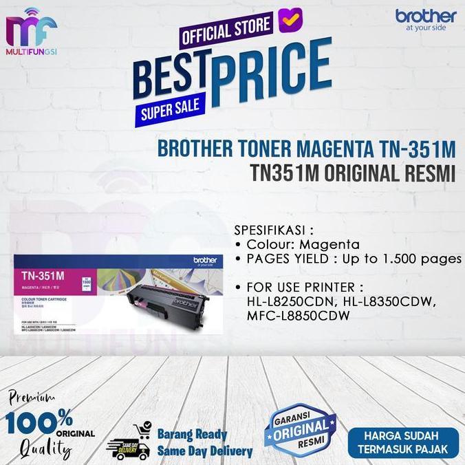 Brother Toner Black TN-351M / TN351M Original TN-351 Magenta Resmi