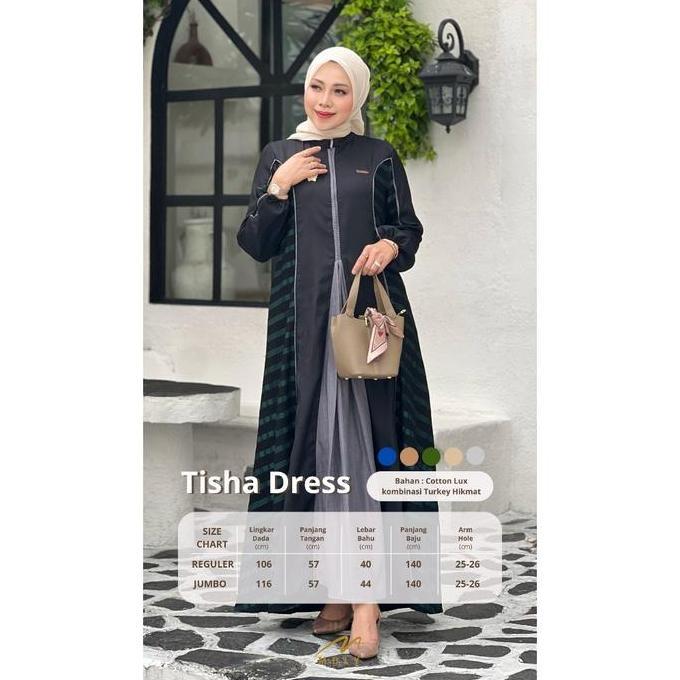 Baju Gamis Lebaran Wanita Muslimah Tisha Dress By Mdly Fit Kombinasi Nyaman Syari