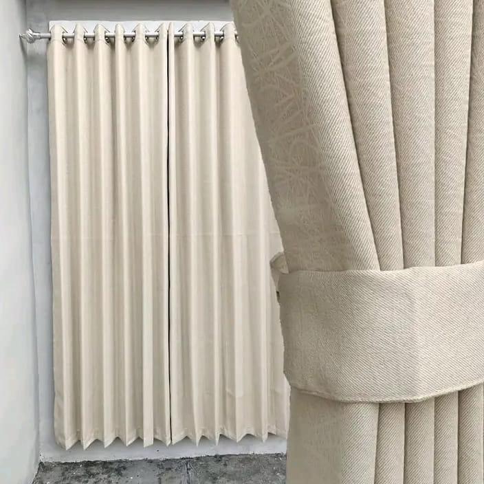 gorden Blackout Original import KREM Terlaris | Gorden Emboss serat Minimalis Super tebal