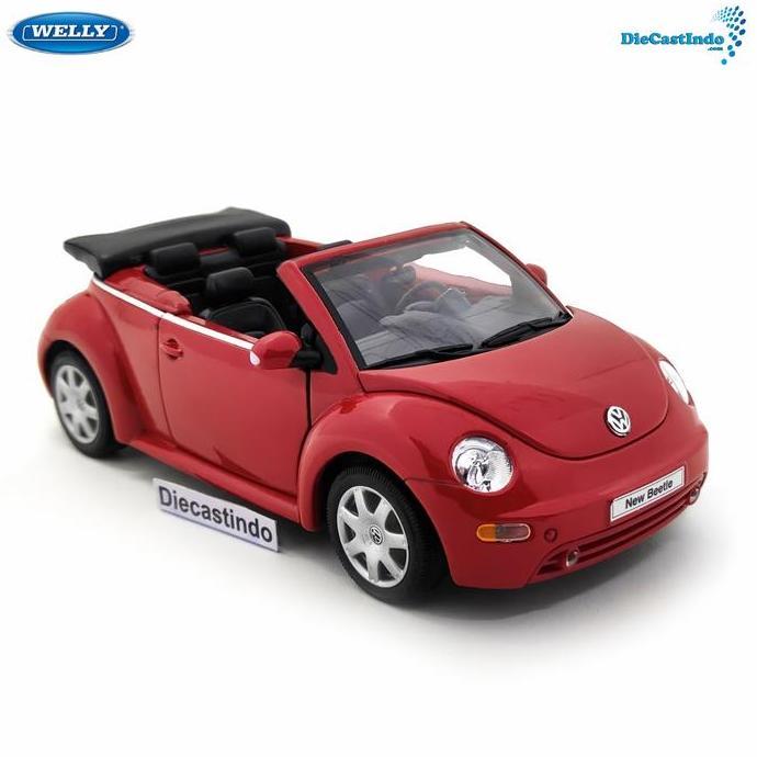 Welly Nex VW / Volkswagen New Beetle Convertible - Merah, Skala 1:24