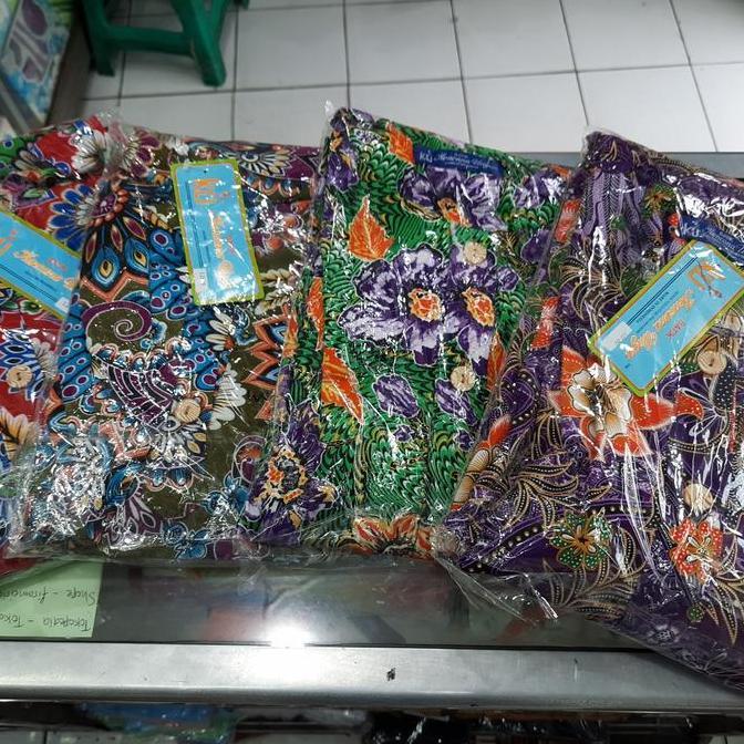 Daster batik Muslim Kencana ungu tangan panjang label biru Asli murah