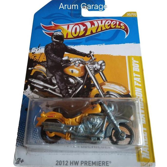 Hot Wheels Harley Davidson Fat Boy. Card 2012 HW Premiere. Full Besi.