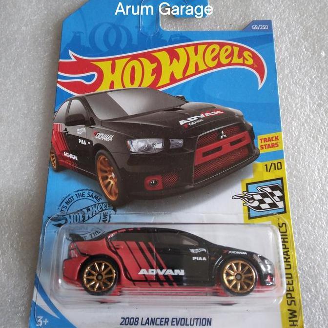 Hot Wheels 2008 Mitsubishi Lancer Evolution. Card HW Speed Graphics Series Tahun 2018. Track Stars.