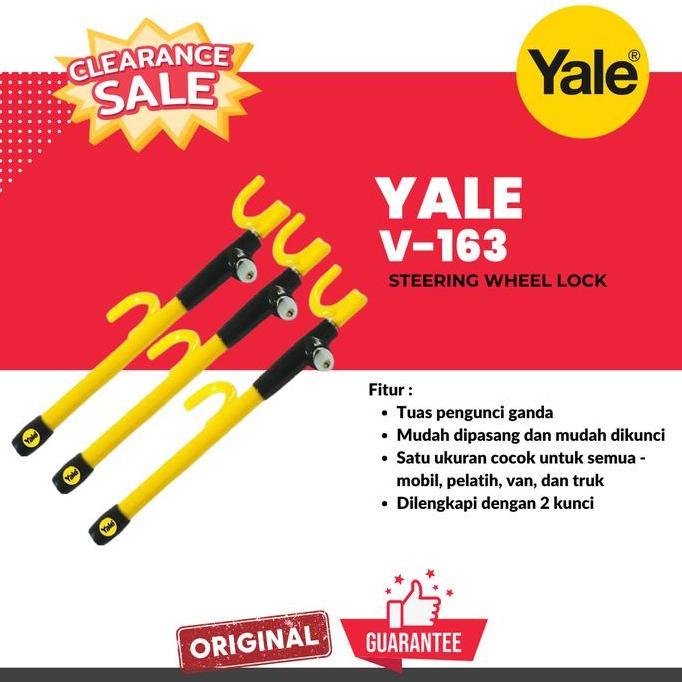 Promo YALE V-163 Kunci Stir/Setang Pengaman Mobil Steering Wheel Lock V163 COD