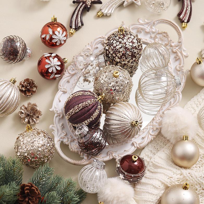 Racun Shopee 6Pcs Bola Natal Christmas Tree Ornament Decoration Hiasan Pohon Natal Coklat Brown Xmas