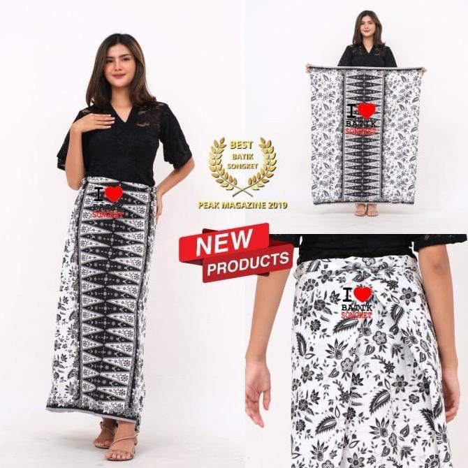 SARUNG BETAWI MOTIF 29 PUCUK REBUNG KAIN BATIK HITAM PUTIH ABANG NONE murah