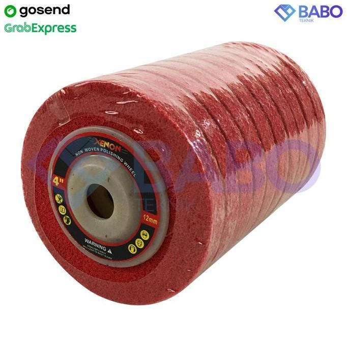 XENON Non Woven Pad 4 inch Merah - Mata Gurinda Poles Non Woven