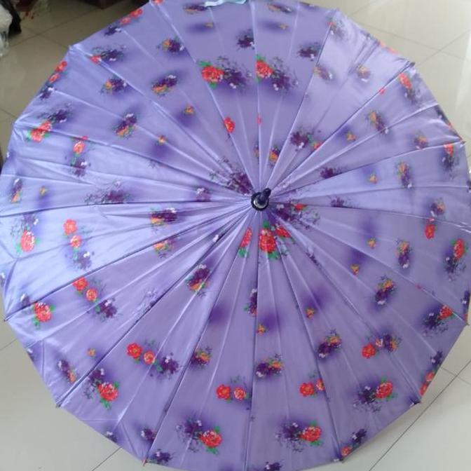 payung satin jari jari 16 motif bunga murah