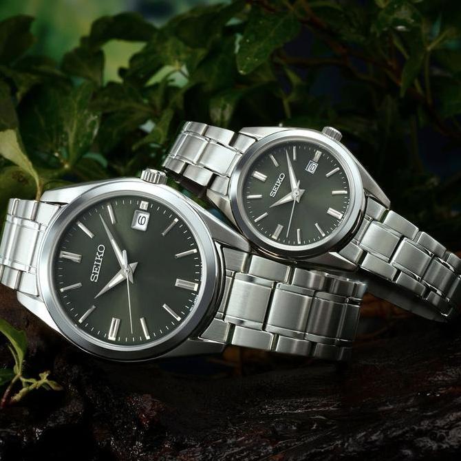 Ready Jam Tangan Wanita Seiko SUR533P1 Quartz Sapphire Olive Green Dial Stainless Steel SUR533