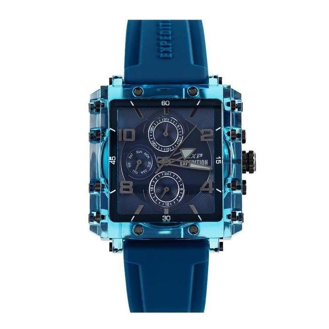 Ready JAM TANGAN EXPEDITION 6808 E6808 WANITA BLACK BLUE RUBBER ORIGINAL