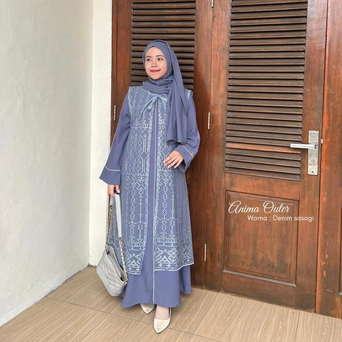 Anima Outer Brokat Premium By Embun Hijab - Long Outer Brokat Kekinian