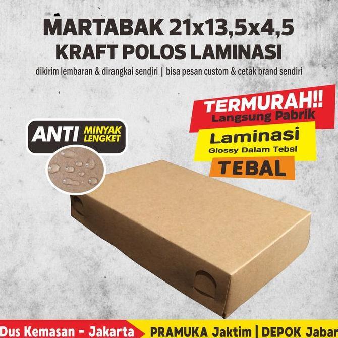 KOTAK MARTABAK / BOX MARTABAK KRAFT LAMINASI POLOS ( ISI 10 PCS )