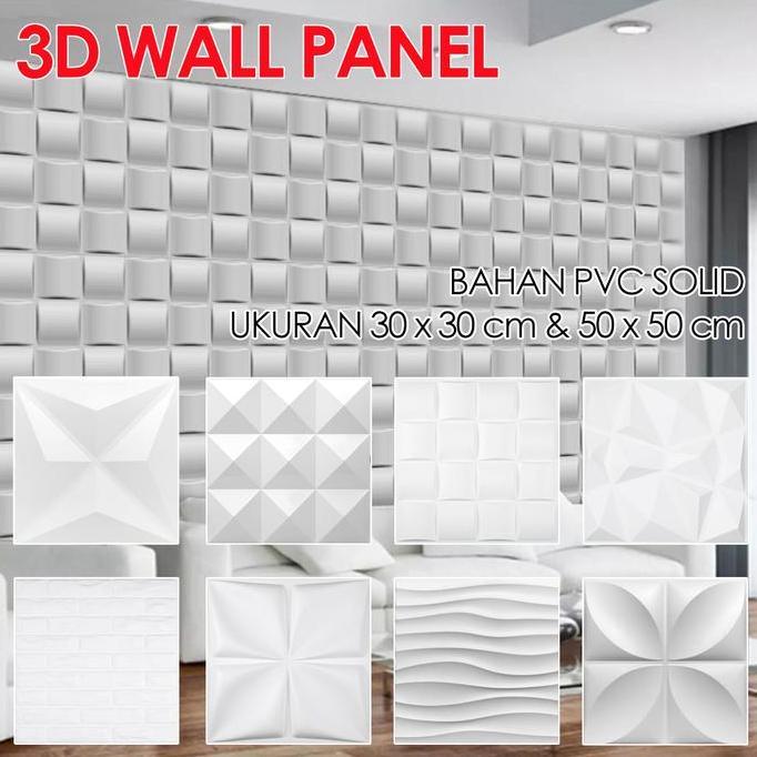 Wall Panel 3D Dinding Ornamen Bahan PVC Bisa Dibersihkan Motif Timbul Warna Putih