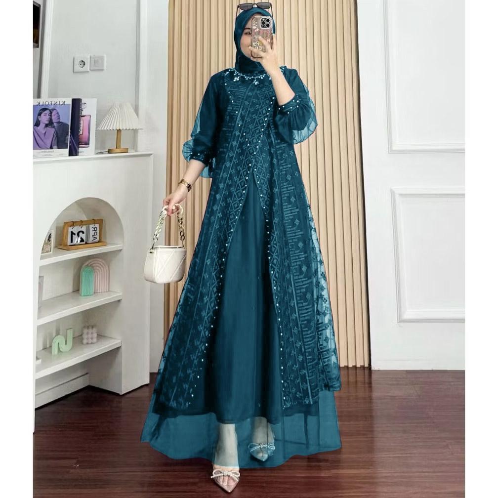 MAXI DELINA (M-XXXL) GAMIS BROKAT GAMIS TERLARIS GAMIS MURAH GAMIS MEWAH GAMIS PESTA KONDANGAN