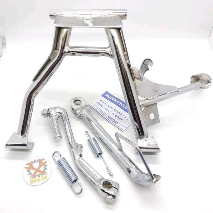 Promo Paket Standar Tengah + Standar Samping+ Selahan Chrome Motor Beat karbu ,Vario karbu, Scoopy k