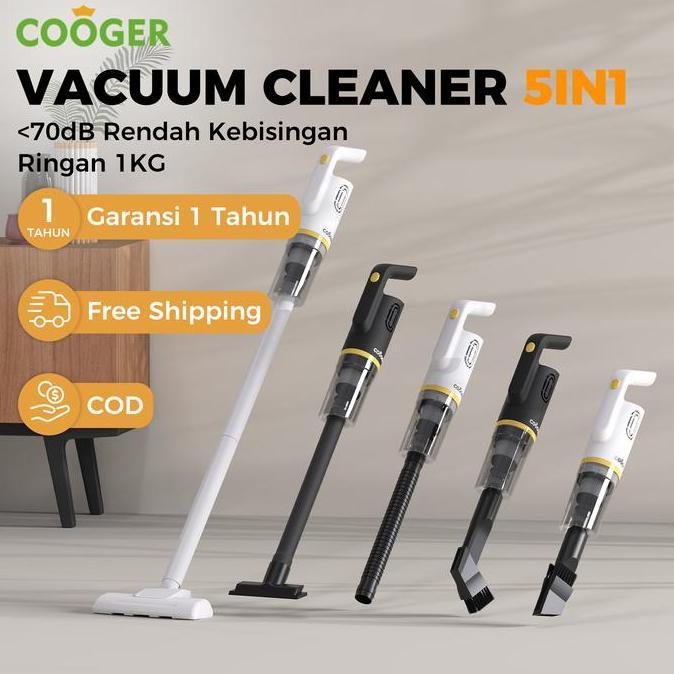 Vinagipala - COOGER Vacuum Cleaner 5in1 Upgrade Jet Black - Penyedot Debu Kuat Pembersih Kasur dan L