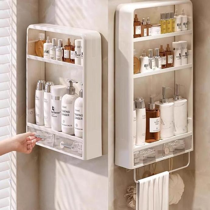 Rak Kosmetik Multifungsi Rak Gantung Dinding dengan Perekat Kuat Rak Multifungsi untuk Dapur & Kamar