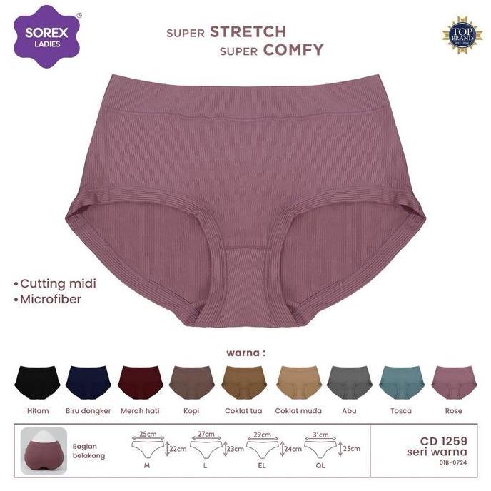 Promo SOREX ( 6 pcs ) Celana Dalam Wanita Sorex Super Stretch 1259 - Best Seller - Katun, Super Halu