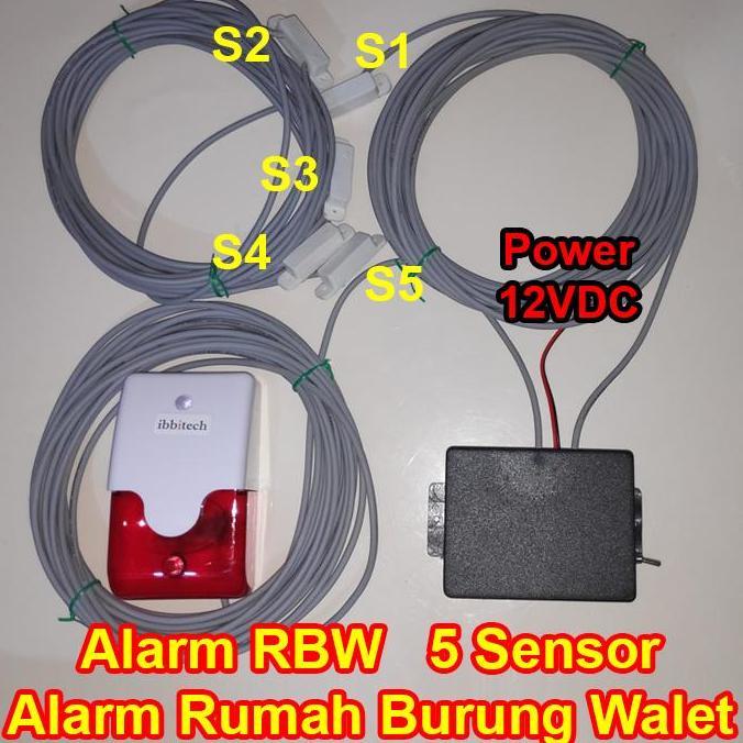Alarm RBW Sarang Rumah Burung Walet 5 Sensor Cahaya Siren Strobe 12VDC