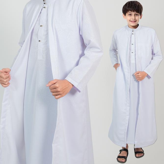 Jubah Madana Anak Laki-Laki Embos Gamis Pria Luaran Anak Premium Thobe Arab Elegant Mewah Kancing Mo