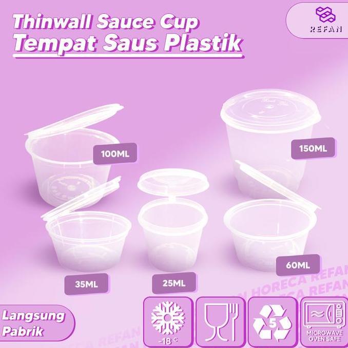 Thinwall Sauce Cup / Tempat Saus / Puding Semua Ukuran Per 1 Pack
