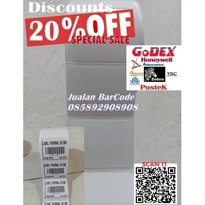 Label Sticker Thermal 40mm X 30mm / 40x30 / 4030 / 40 30
